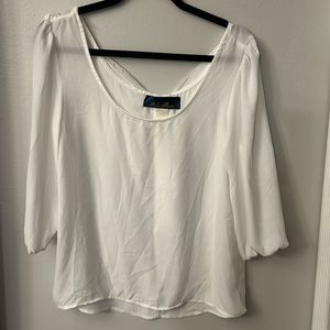 White 3/4 sleeve bow blouse
